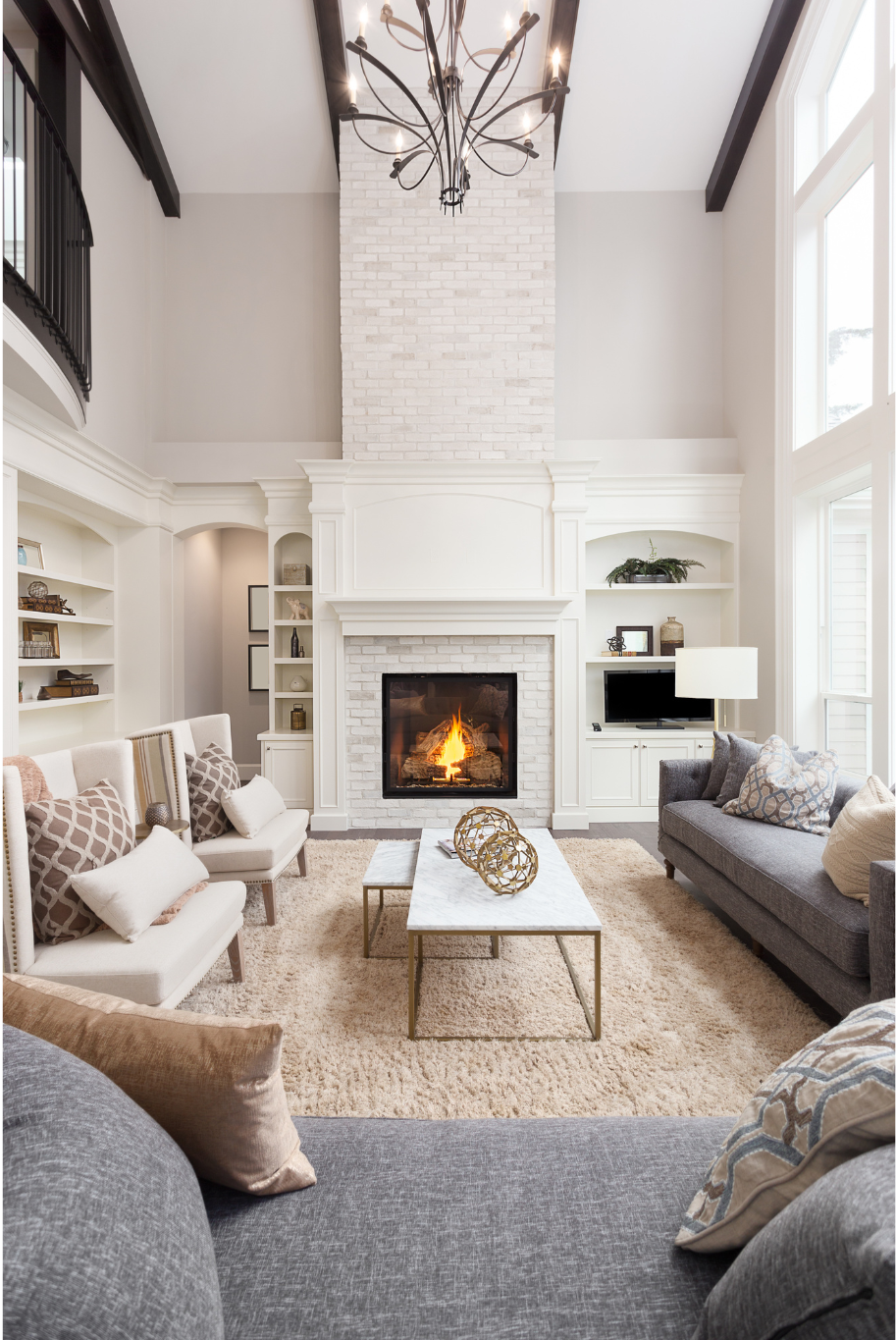 Living room with fireplace